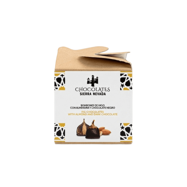 Estuche de 8 uds bombón de higo chocolate negro relleno con almendra 150 g