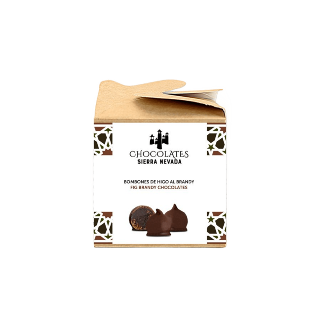 Bombón de higo relleno trufa al brandy con chocolate negro granel 0.2 kg
