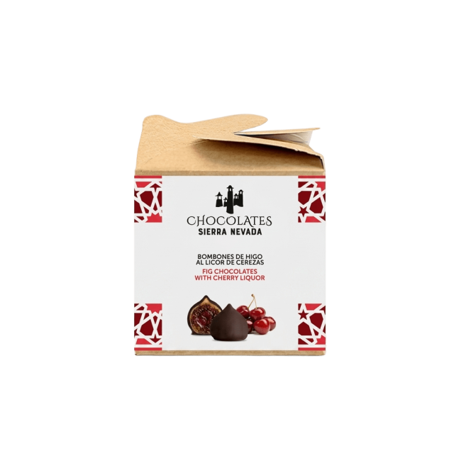 Bombón higo con licor de cerezas bañado en chocolate negro granel 0.2 kg