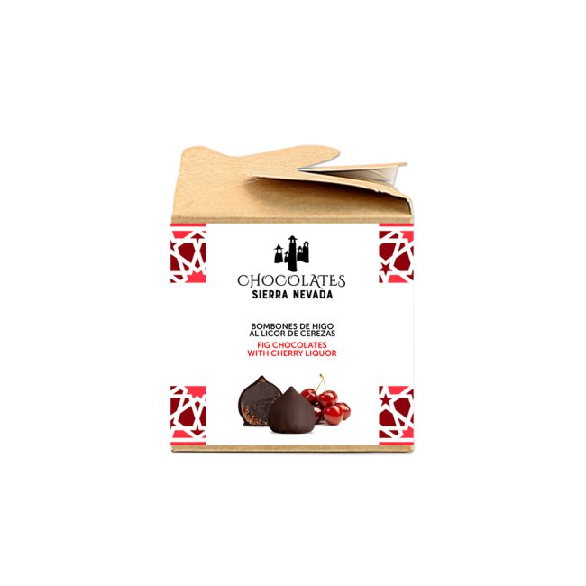 Bombón higo con licor de cerezas bañado en chocolate negro granel 0.2 kg