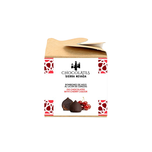 Bombón higo con licor de cerezas bañado en chocolate negro granel 0.2 kg