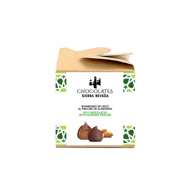 Bombón de higo relleno de praliné bañado en chocolate con leche granel  0.2 kg