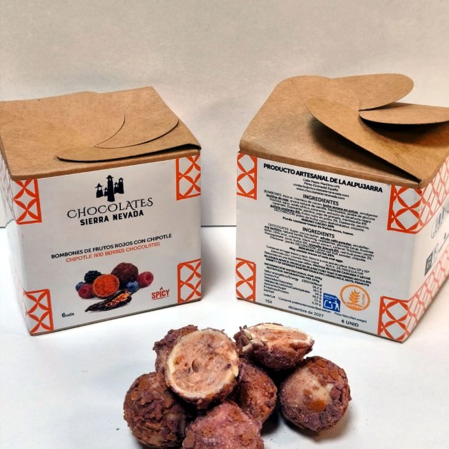 Bombones de frutos rojos con chipotle