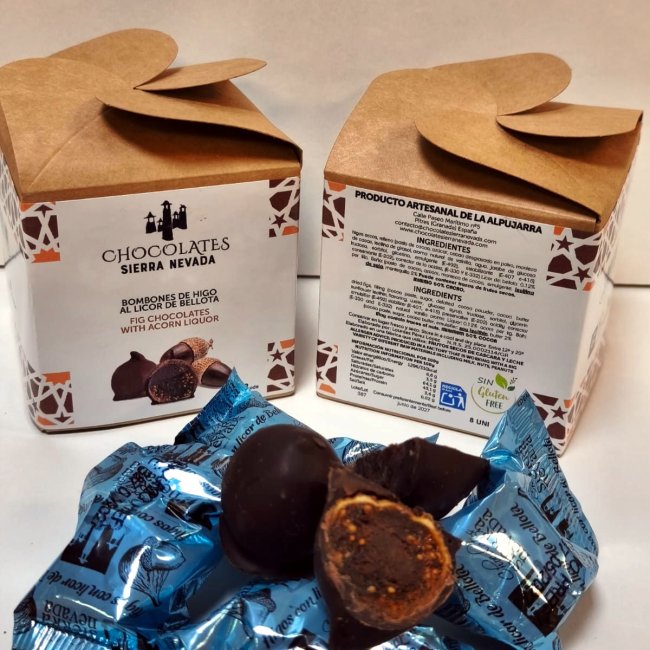 Bombón de higo relleno trufa al brandy con chocolate negro granel 0.2 kg