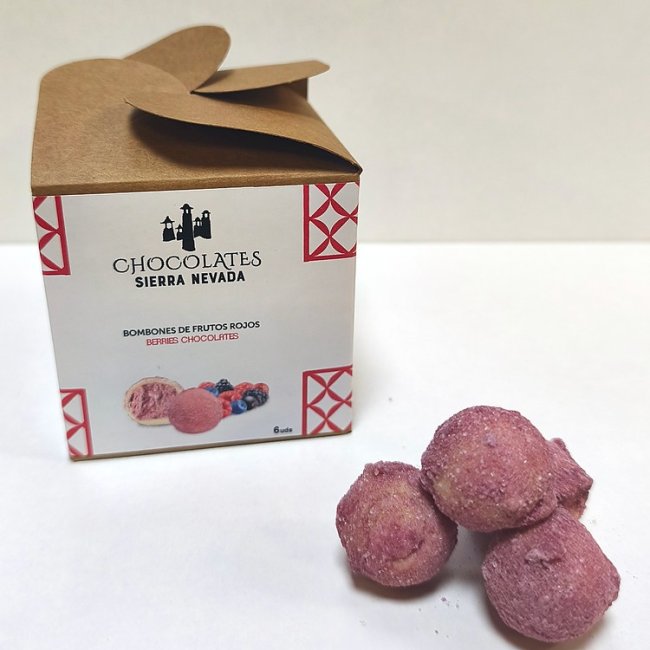 Cajita de 6 uds de bombón de frutos rojos