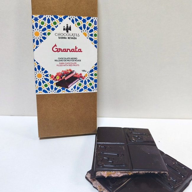 Tableta Granata de Chocolate Negro con Frutos Rojos