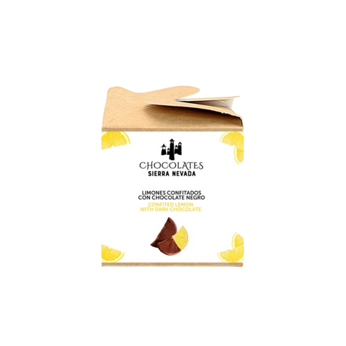 cajita de 8 uds de Limón confitado con chocolate negro 70%
