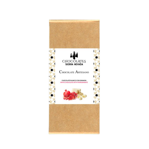 Tableta chocolate blanco con granada 100grs