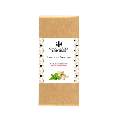 Tableta de chocolate blanco con menta 100 grs