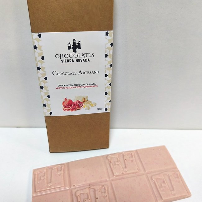 Tableta chocolate blanco con granada 100 g