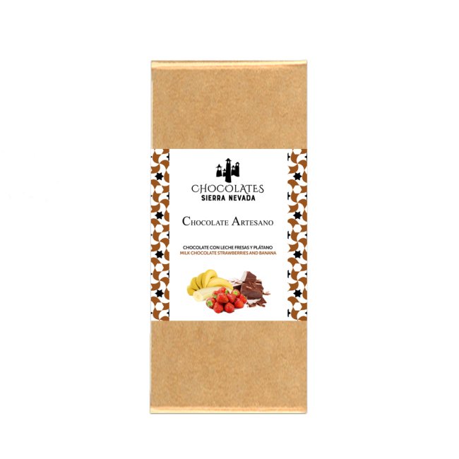 Tableta chocolate con leche y platano y fresa 100 grs