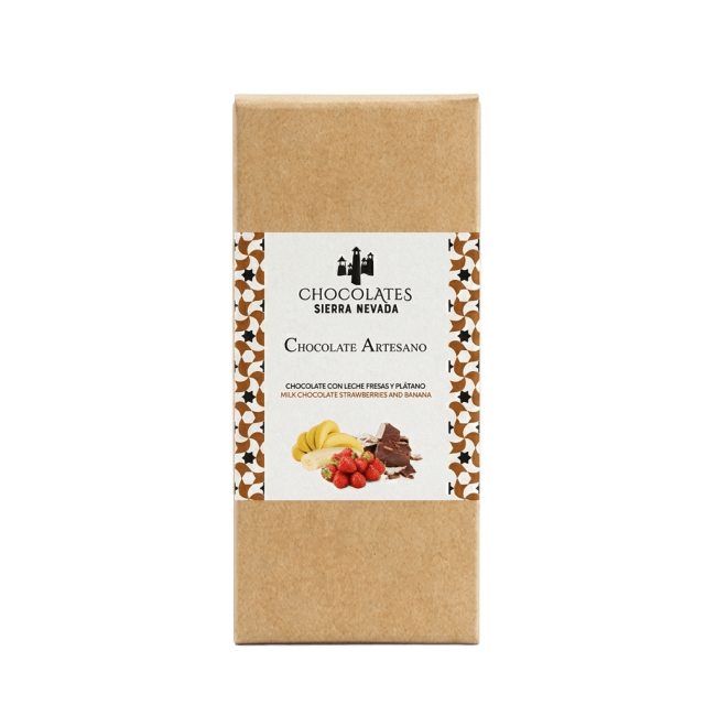 Tableta chocolate con leche y platano y fresa 100 g