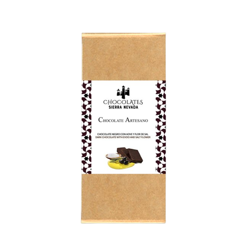 Tableta chocolate negro con aove y flor de sal 100 grs