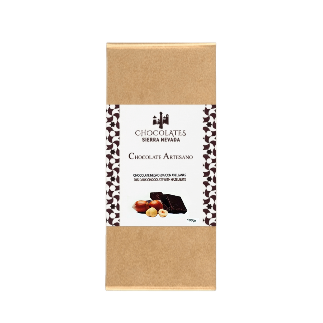 Tableta chocolate negro con avellanas 100g