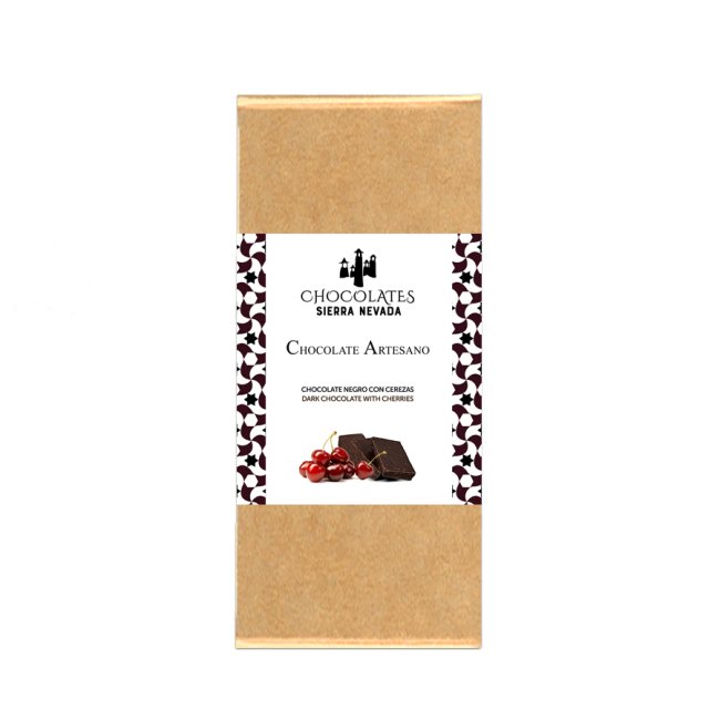Tableta chocolate negro con cerezas 100 grs