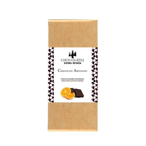 Tableta chocolate negro con naranja 100 grs