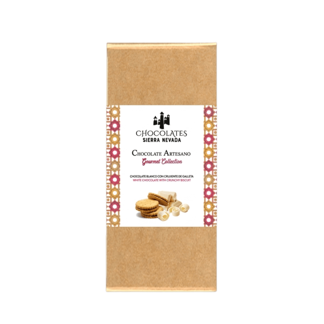Tableta gourmet de chocolate blanco con galleta crujiente