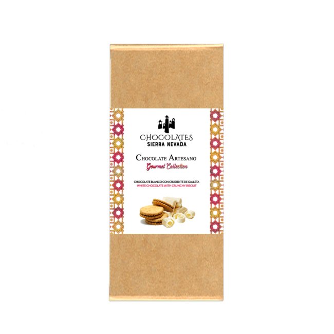 Tableta gourmet chocolate blanco con crujiente de galleta 100 grs