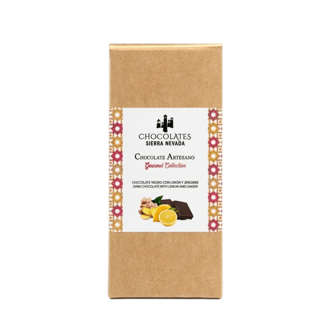 Tableta chocolate negro con jengibre limĂłn y 100 g