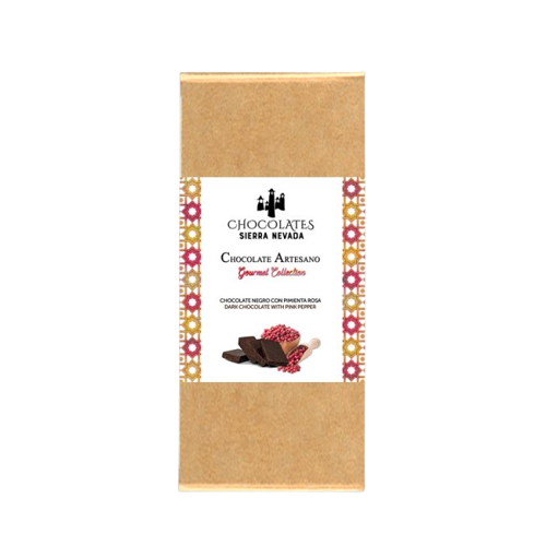 Tableta Gourmet de chocolate negro con pimienta rosa 100 grs